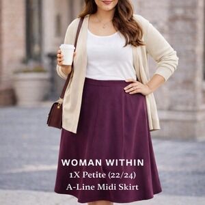 Woman Within Plus Size 1X‎ Petite 22/24 Purple Jersey 7-Day Knit A-Line Skirt